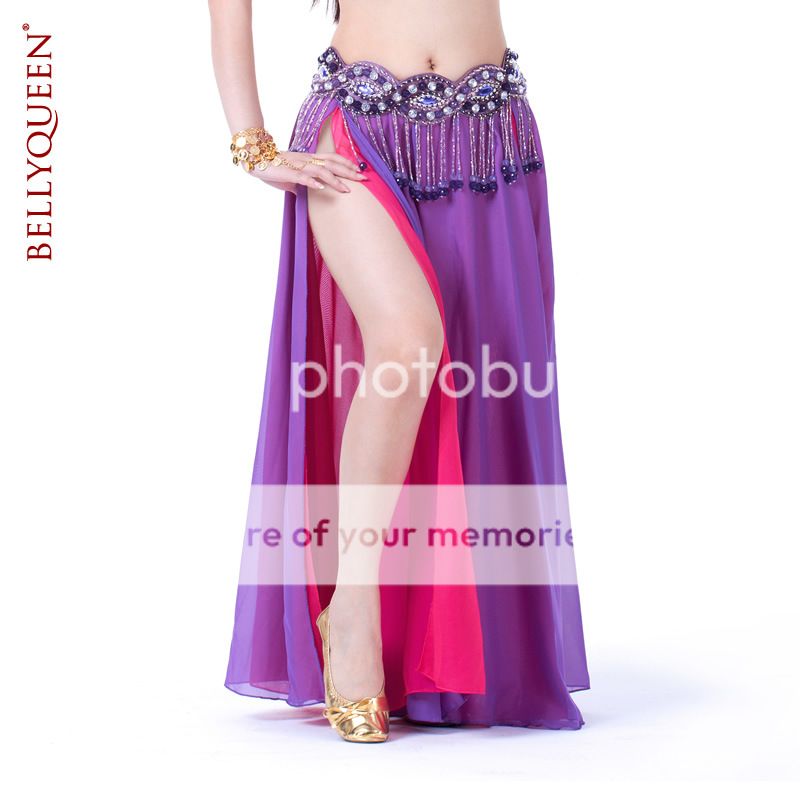 Dancewear Polyester Belly Dance Skirt Double Colors For Ladies
